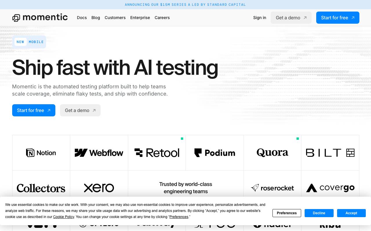 Momentic AI website preview