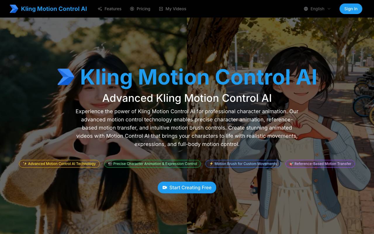 Motion Control AI website preview