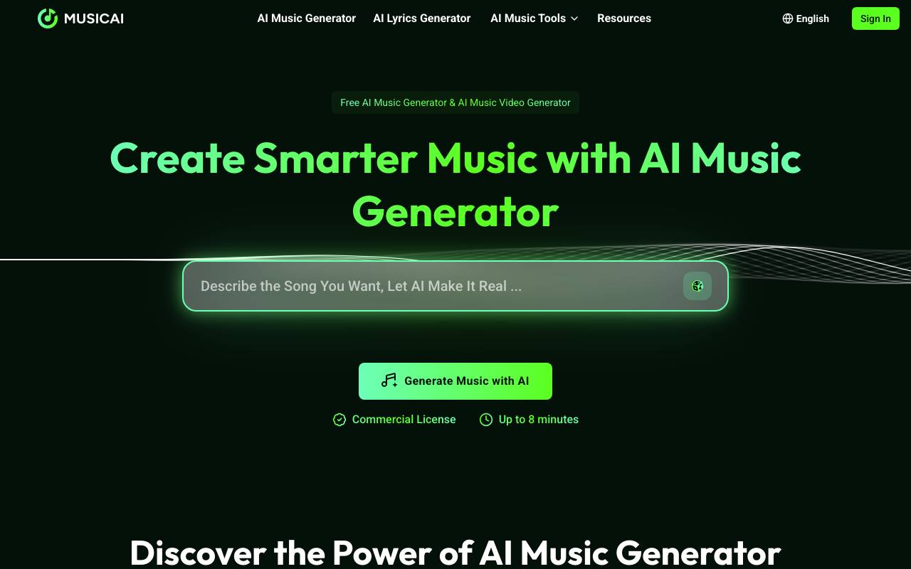 MusicAI website preview