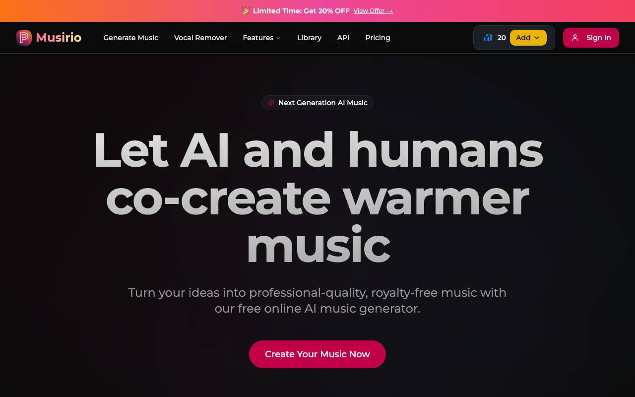 Musirio website preview