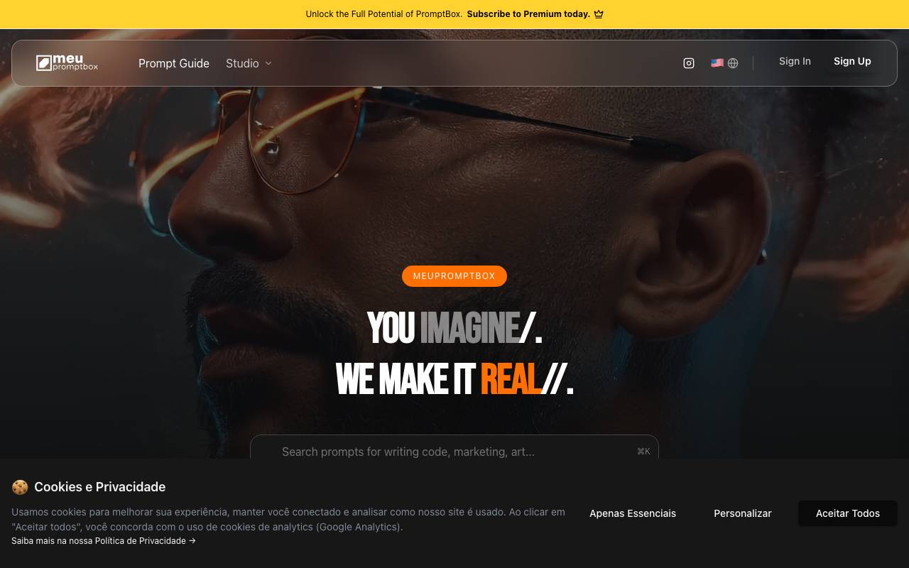 My PromptBox website preview