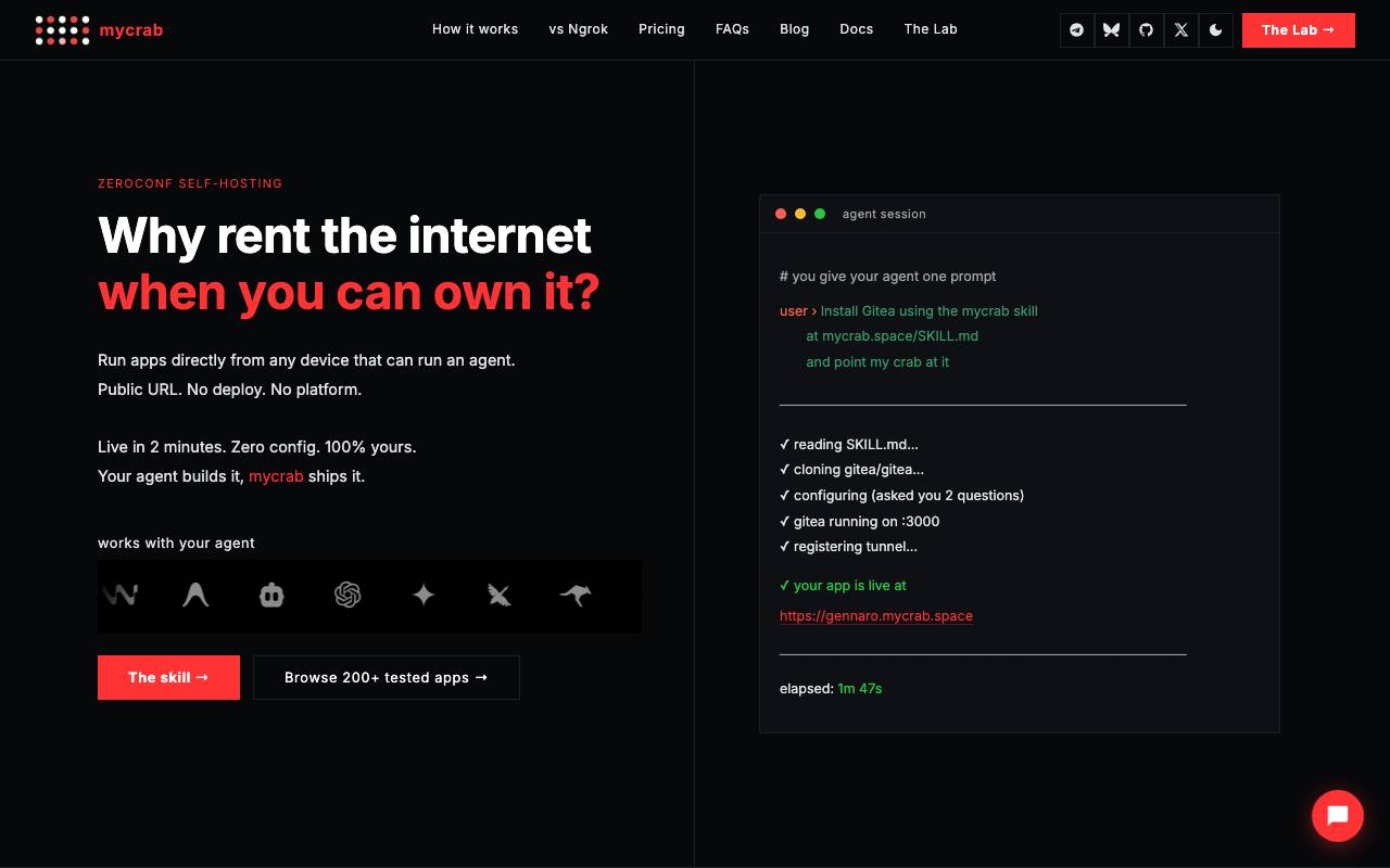 mycrab.space website preview