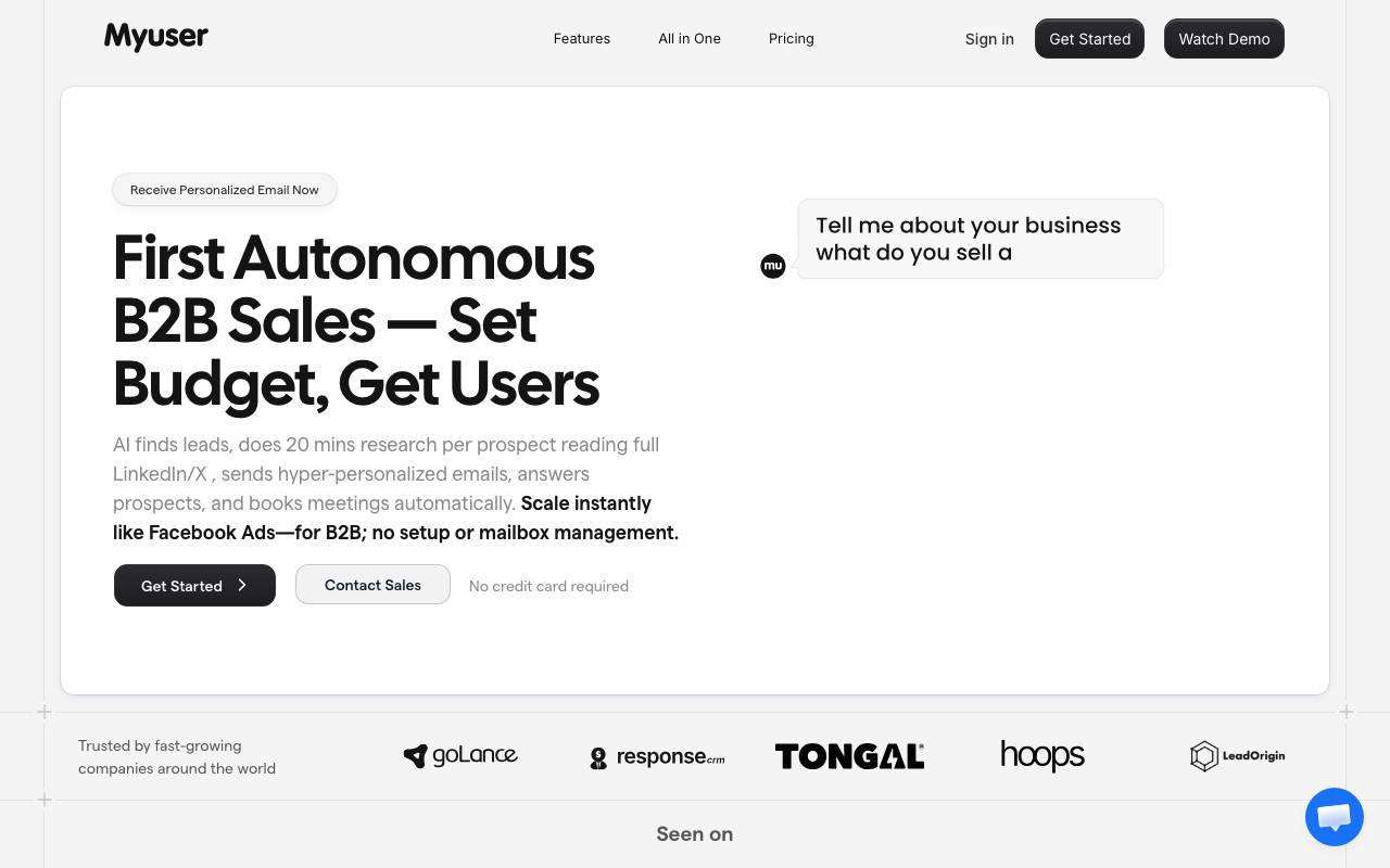 MyUser website preview
