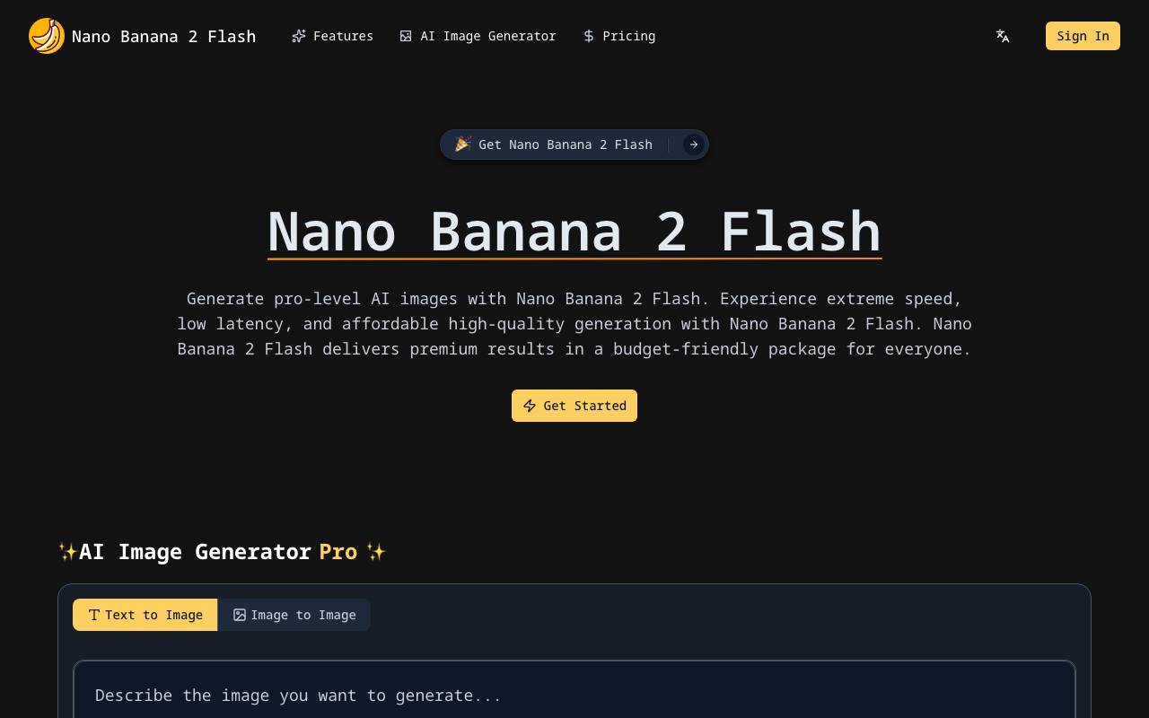 Nano Banana 2 Flash website preview