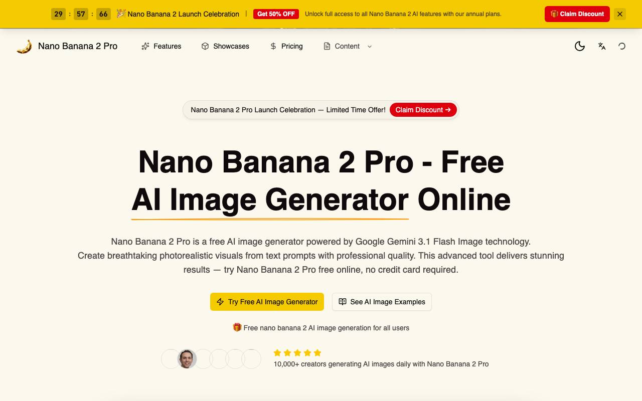 Nano Banana 2 Pro website preview
