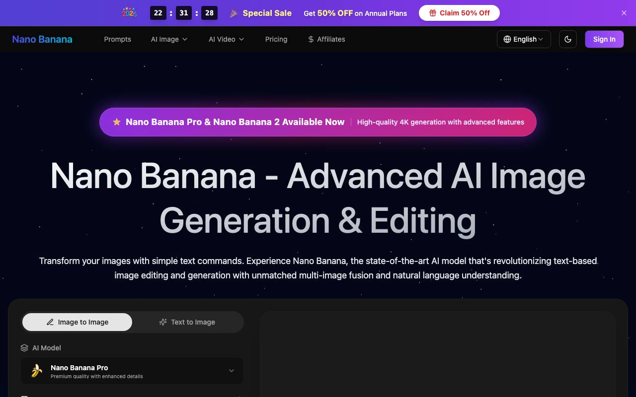 Nano Banana website preview