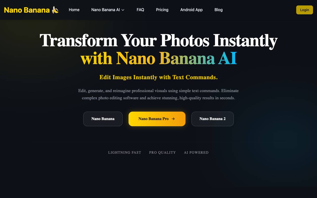 Nano Banana AI website preview