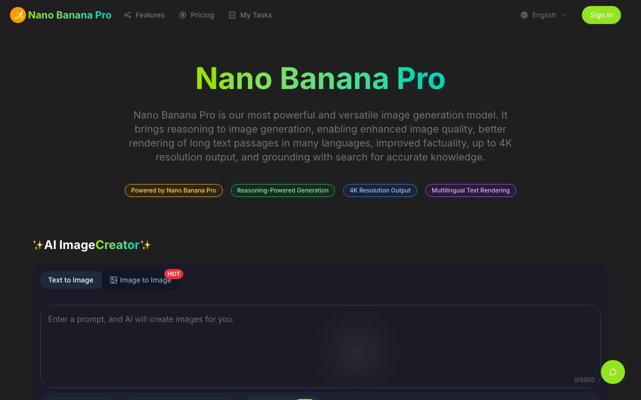Nano Banana Pro website preview