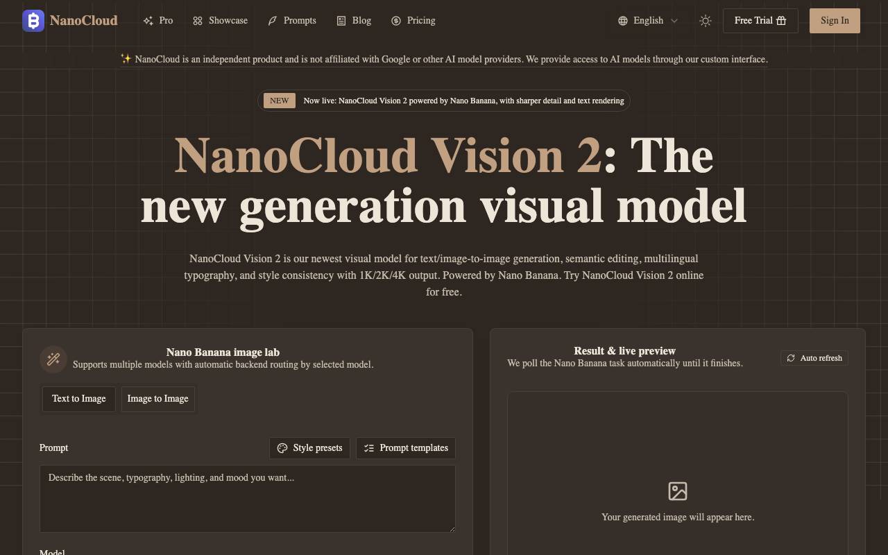 Nano Banana Pro & API website preview