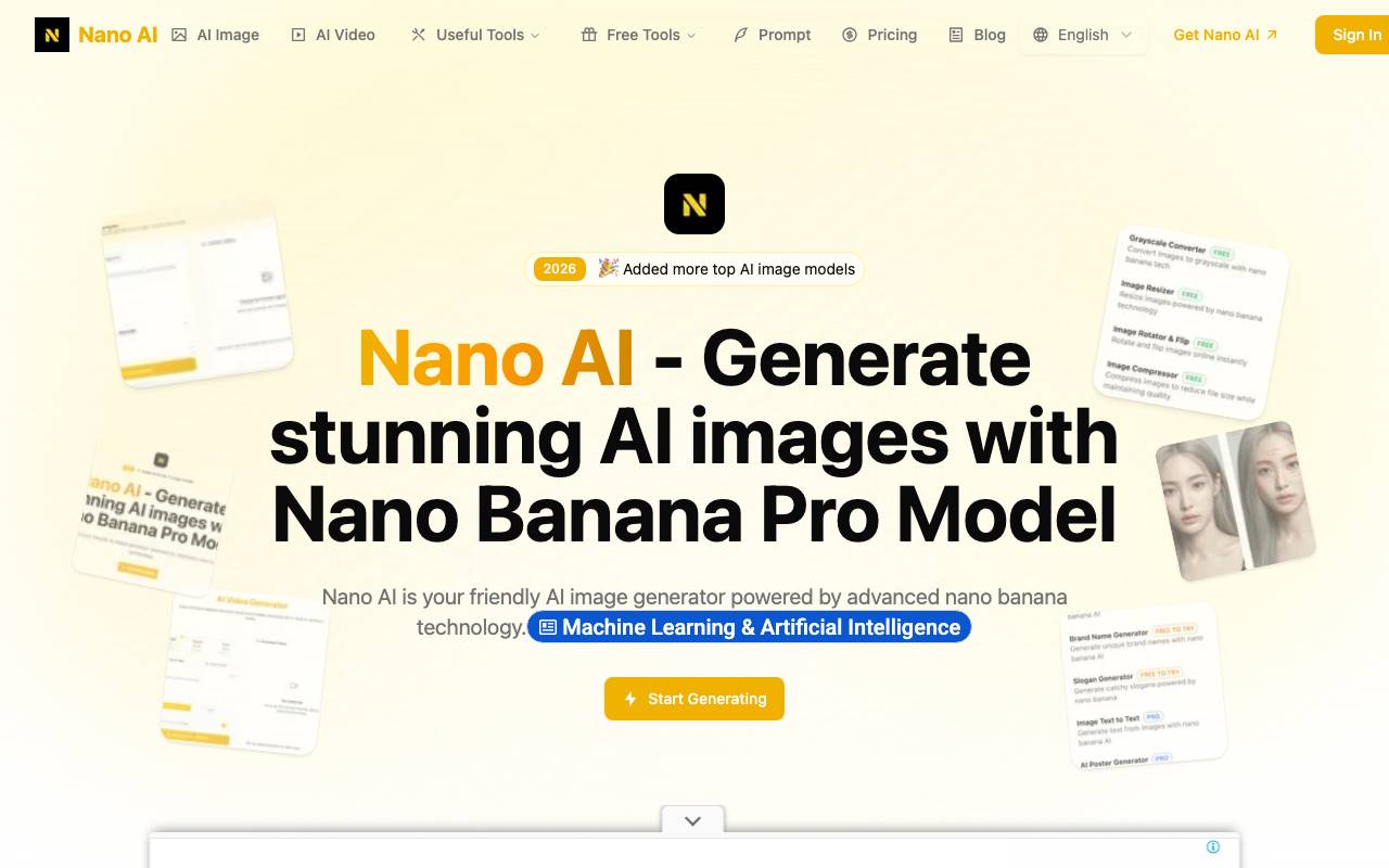 NanoAI website preview