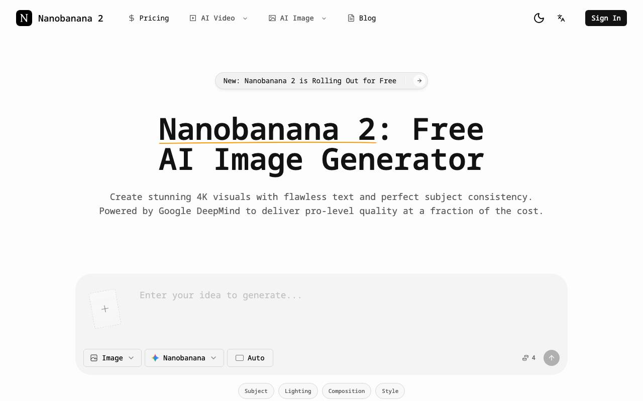 Nanobanana 2 website preview