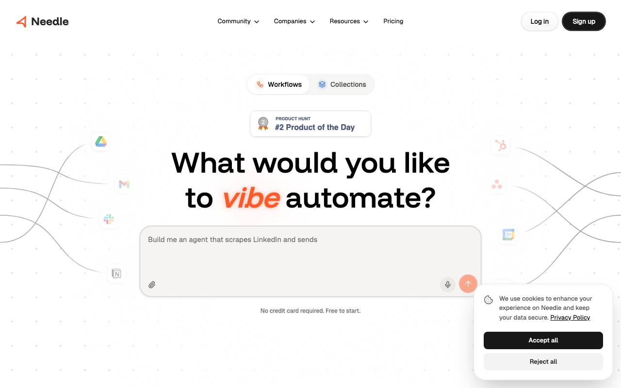 Needle website preview