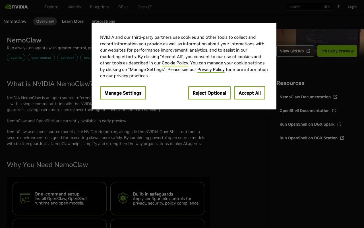 NemoClaw website preview