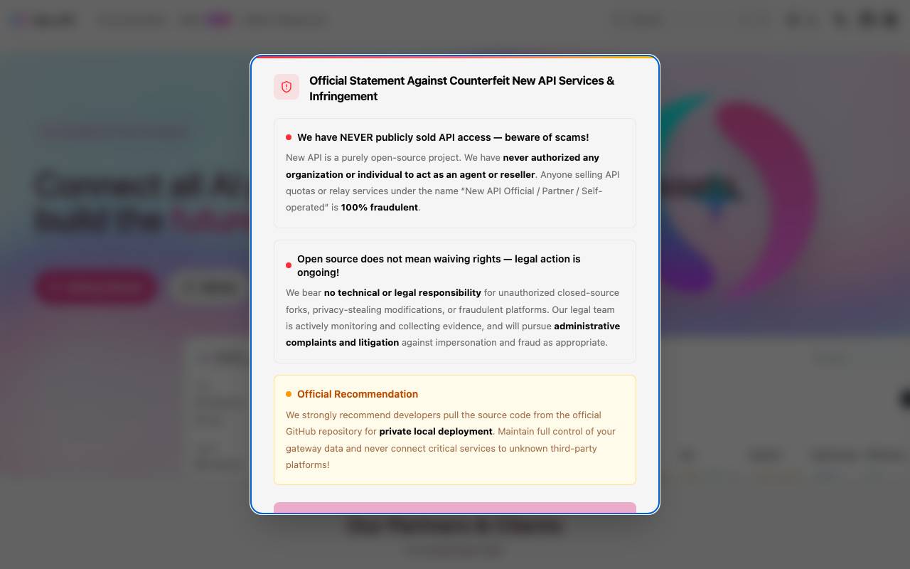 New API website preview