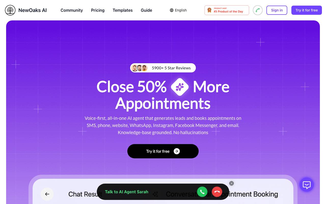 NewOaks AI website preview