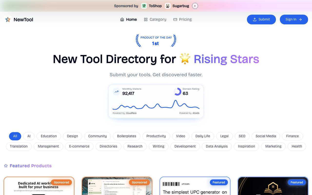 NewTool - Rising Star Hub website preview