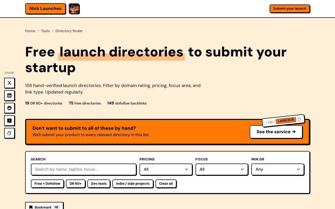 Nick Launches Directory Finder website preview