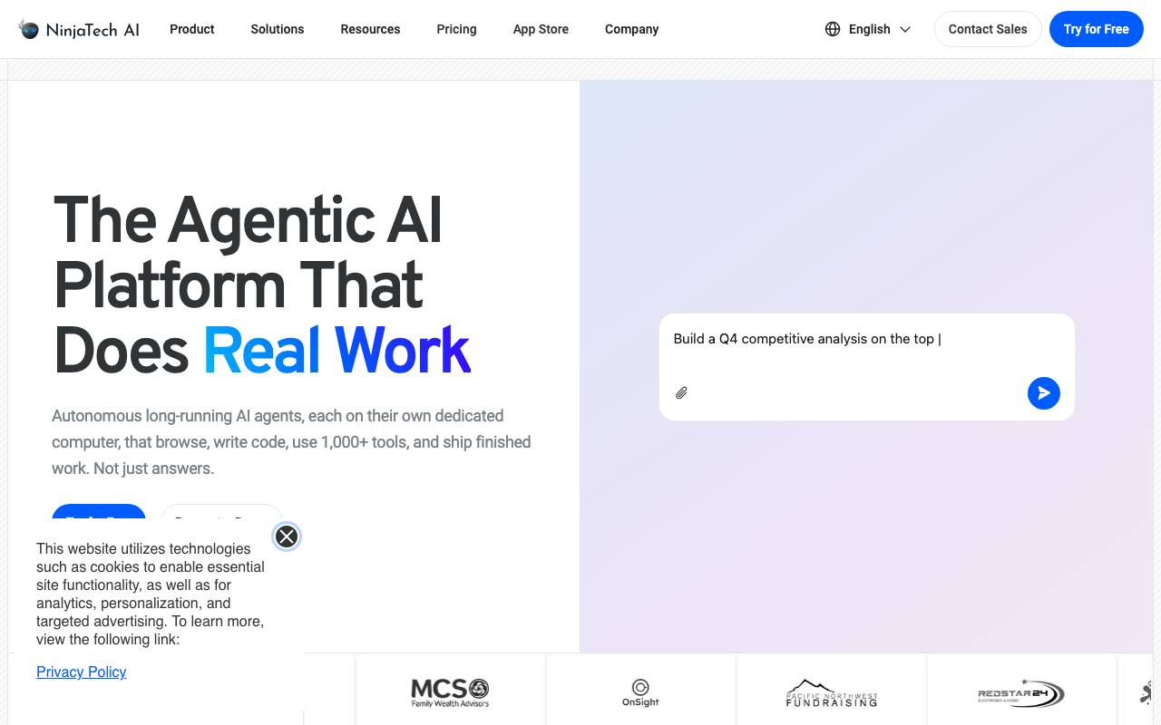 NinjaTech AI website preview