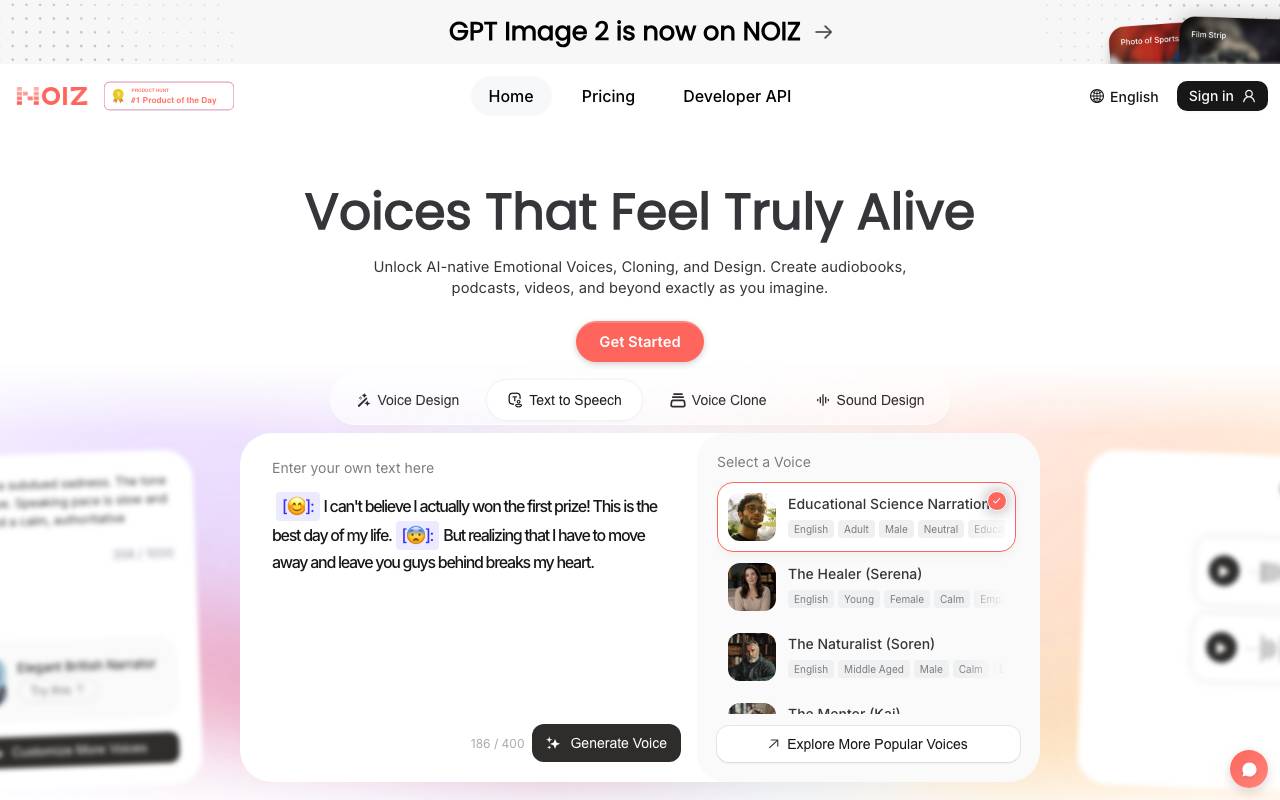 Noiz AI website preview