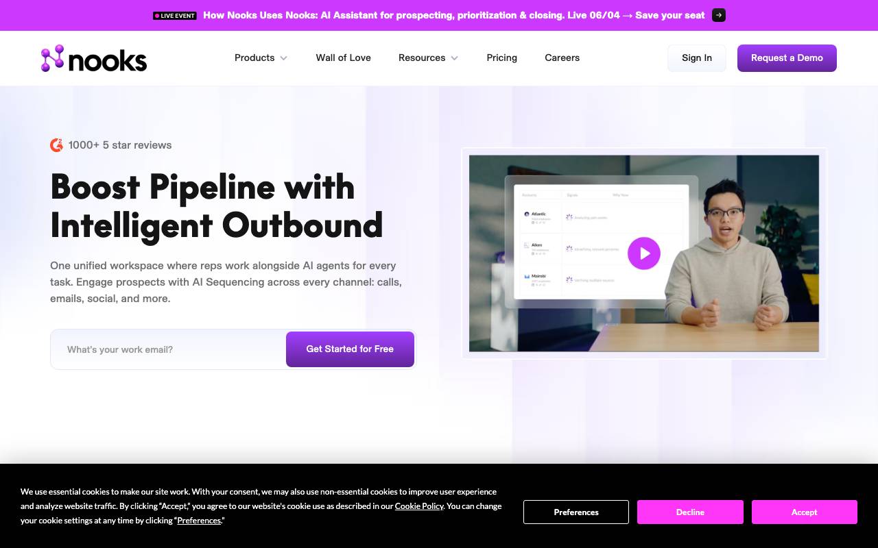 NooksAI website preview