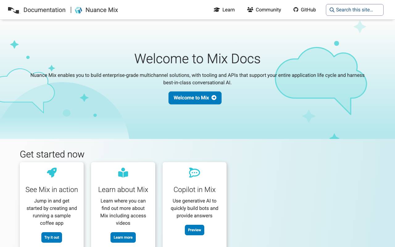 Nuance Mix website preview