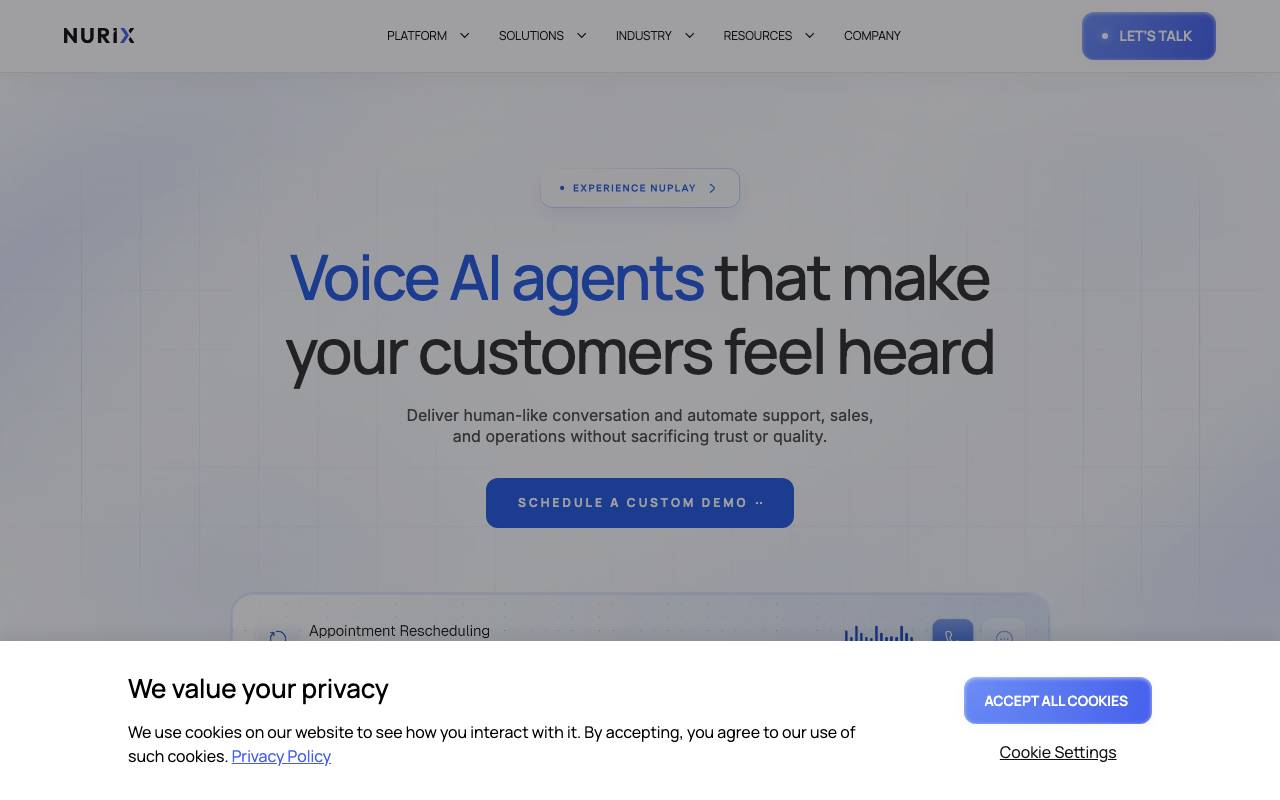 Nurix AI website preview