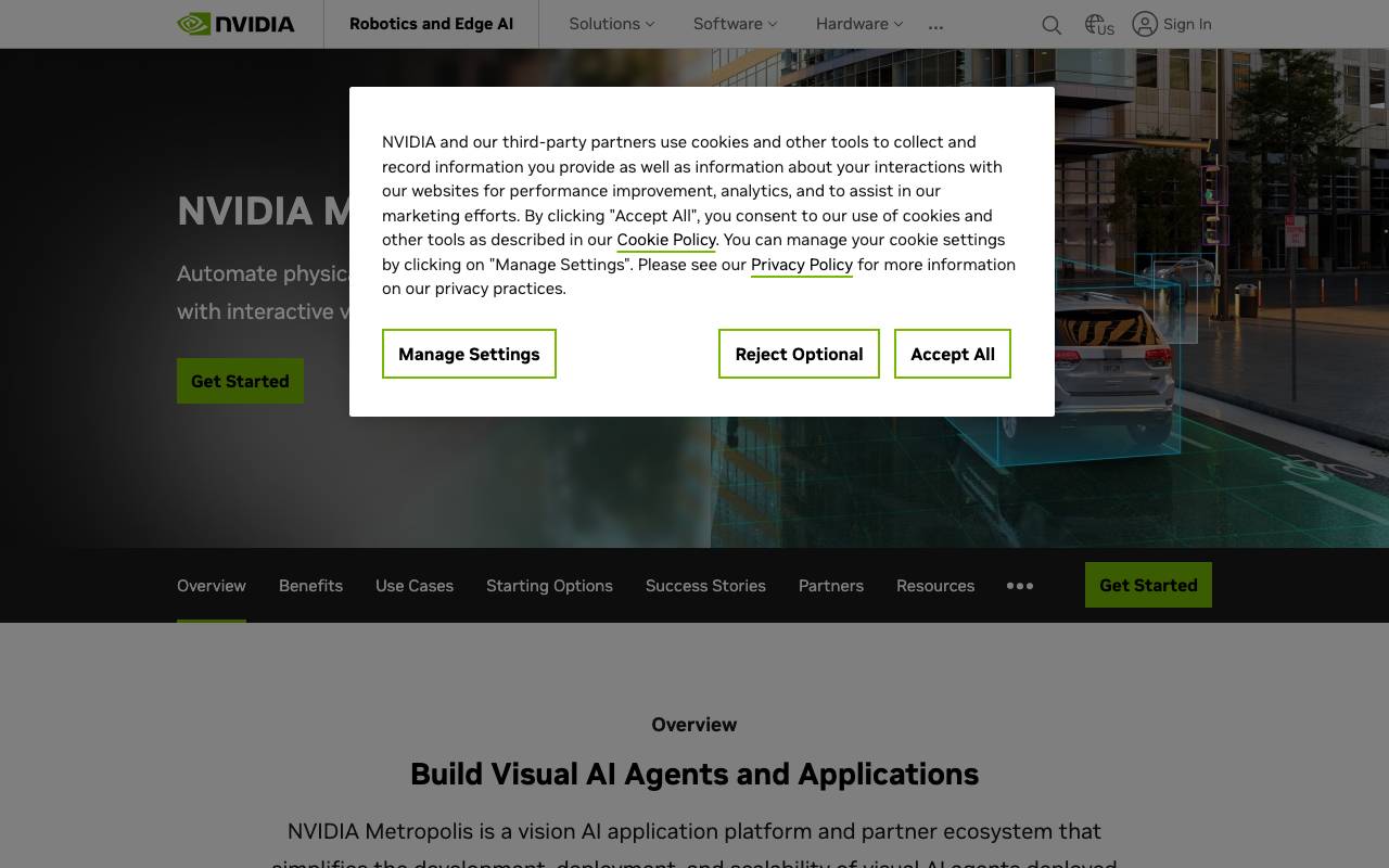 NVIDIA Metropolis website preview