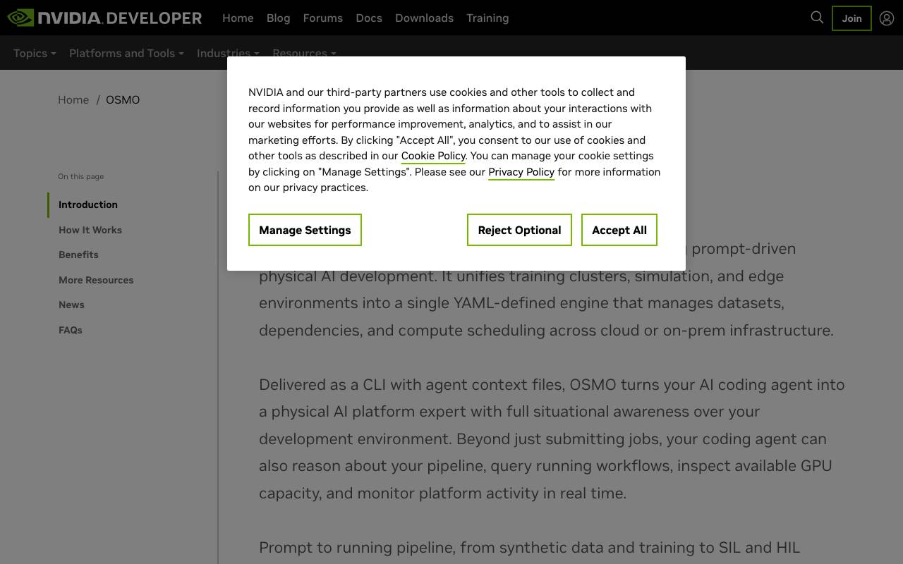 NVIDIA Omniverse (OSMO) website preview