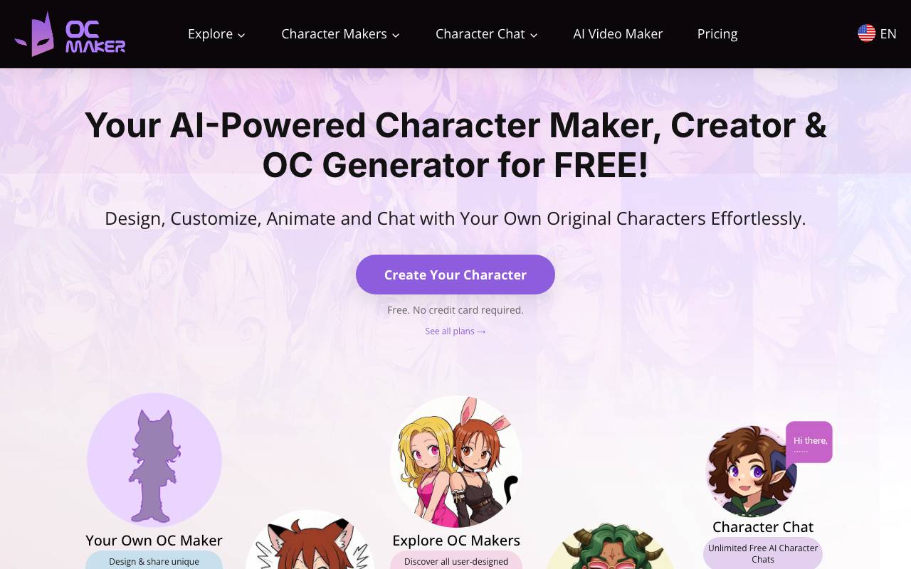 OC Maker website preview