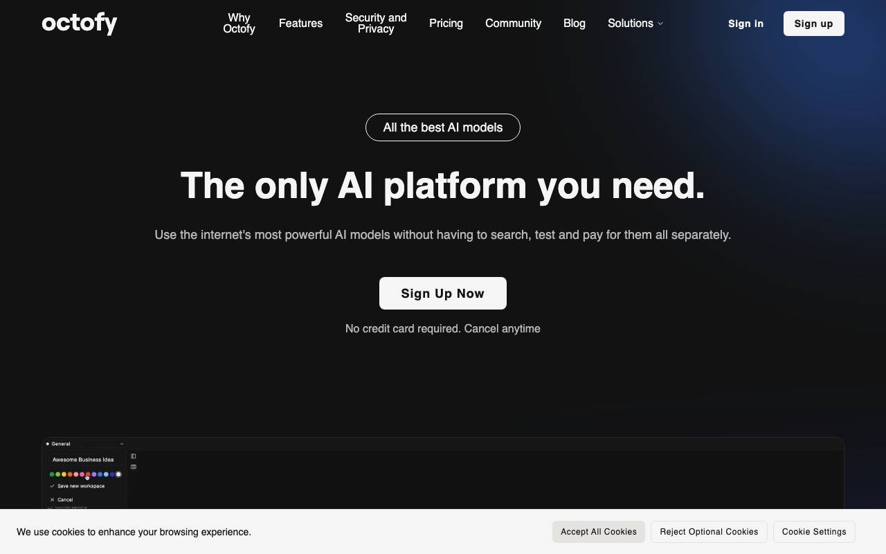 Octofy website preview