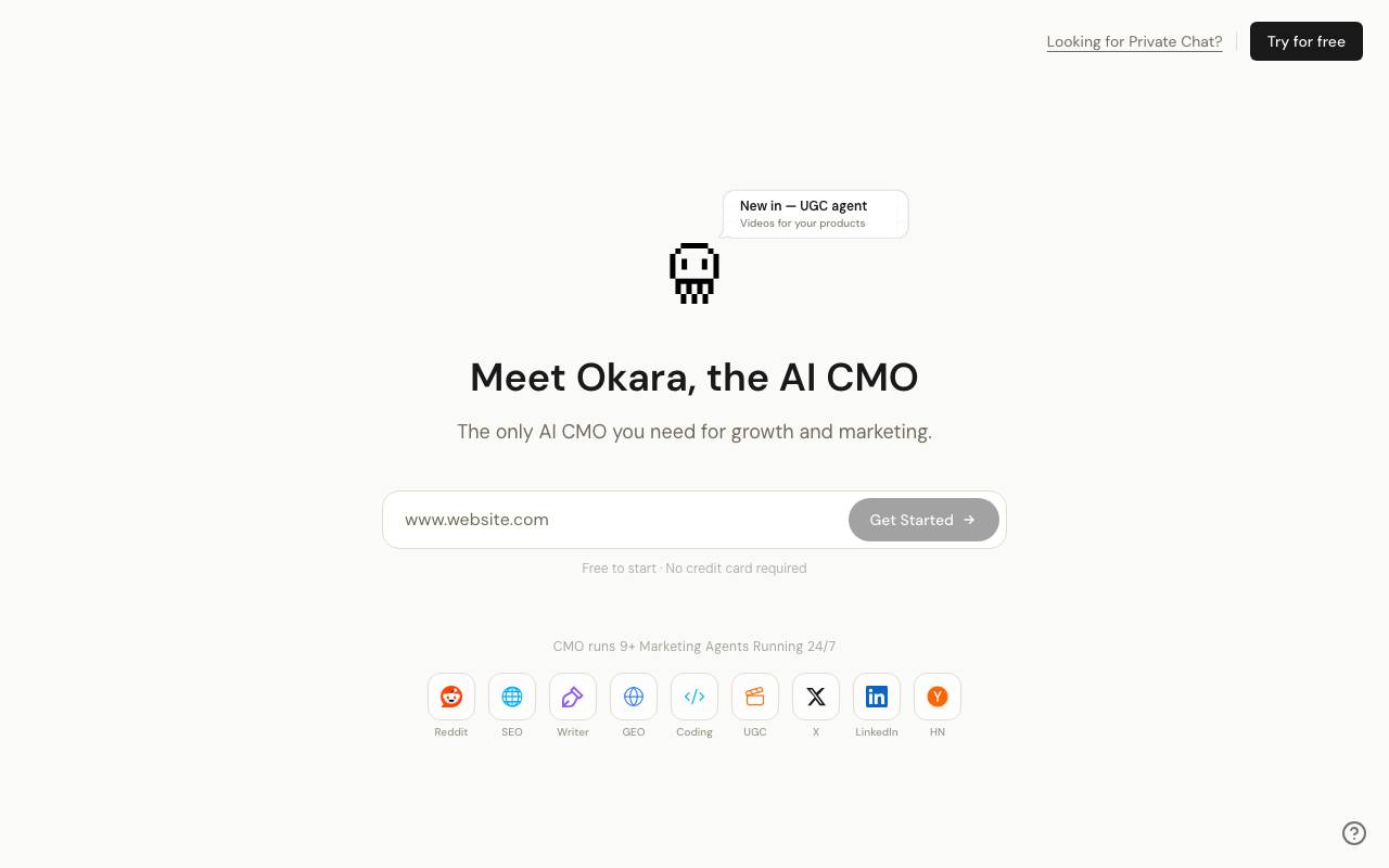 Okara ai website preview