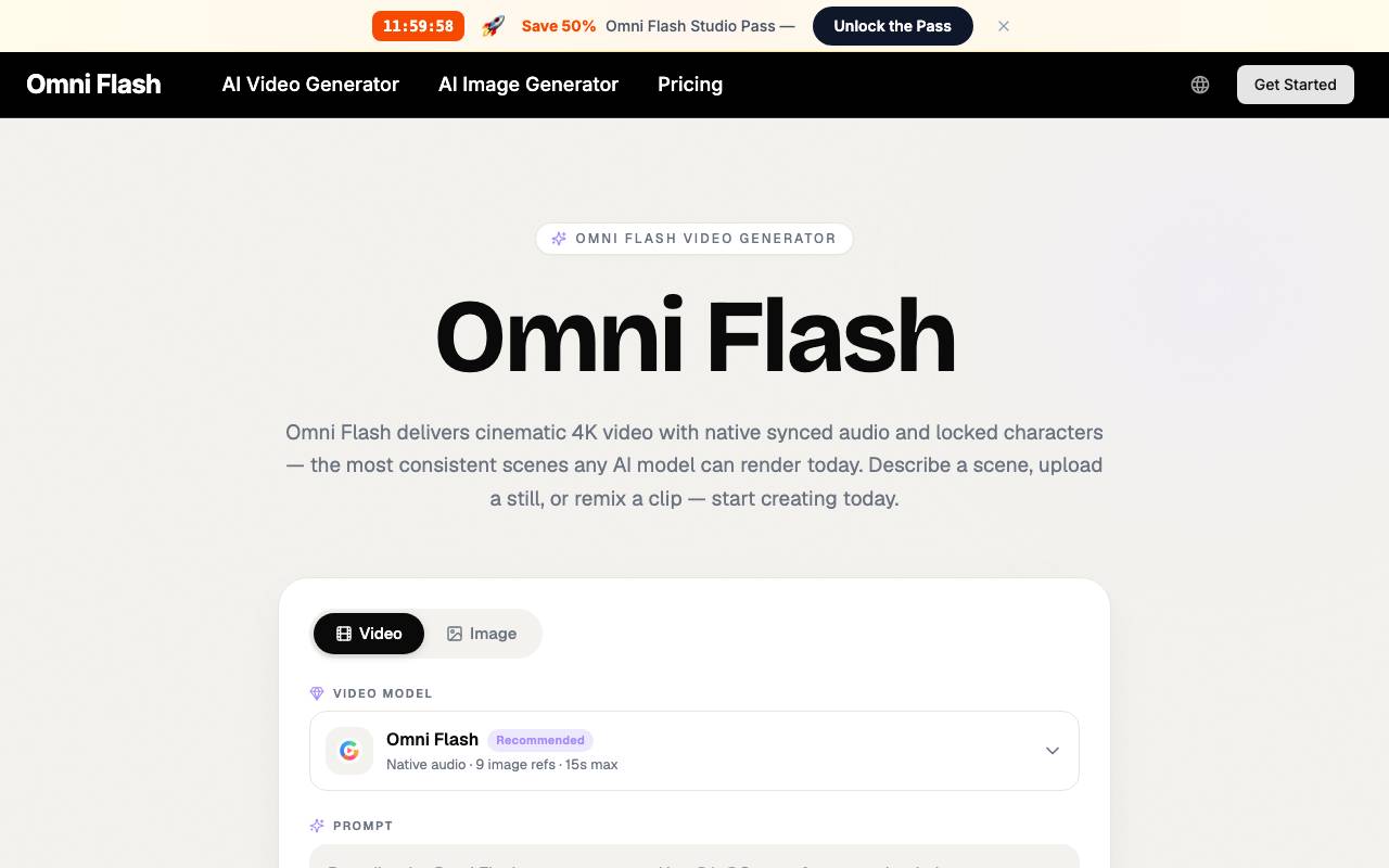 Omni Flash website preview