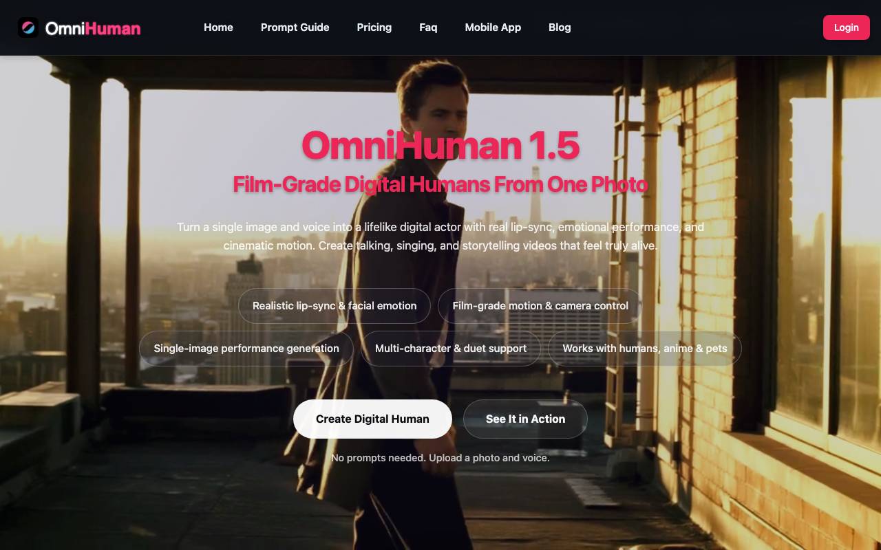 OmniHuman Avatars website preview
