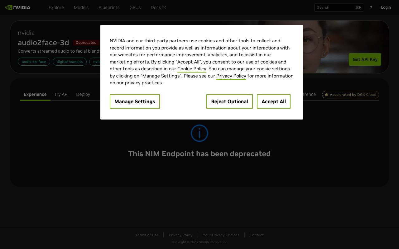 Omniverse Audio2Face website preview