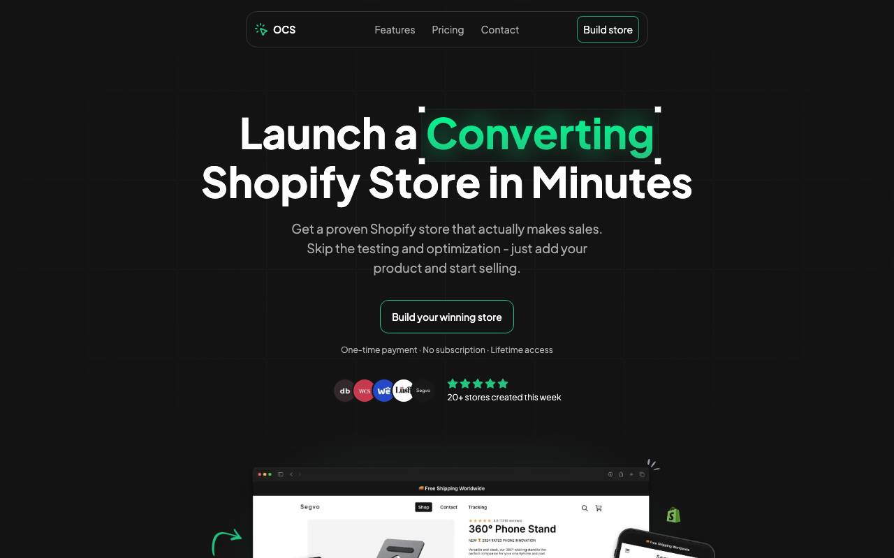One Click Store website preview