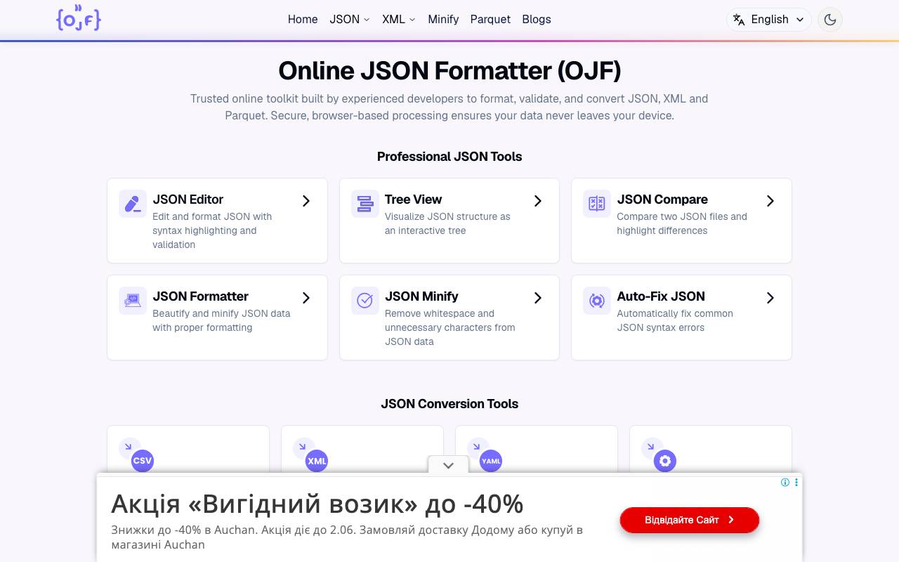 onlinejson formatt website preview