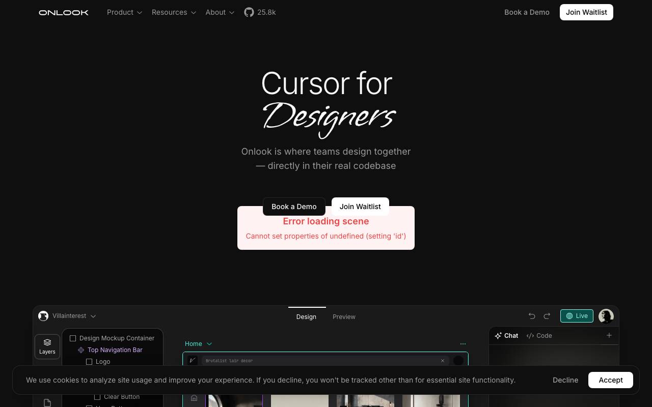 Onlook website preview
