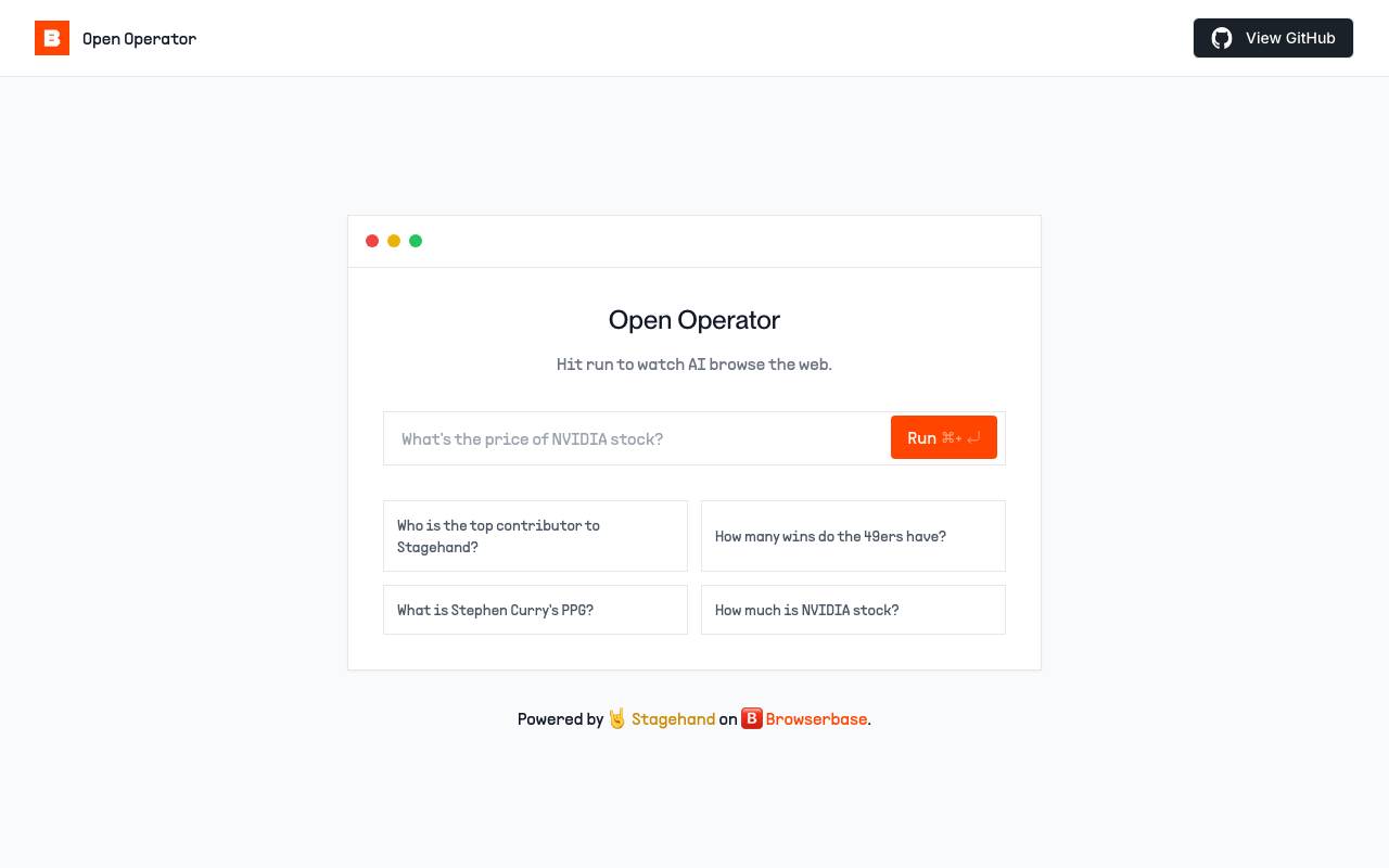 Open Operator website preview
