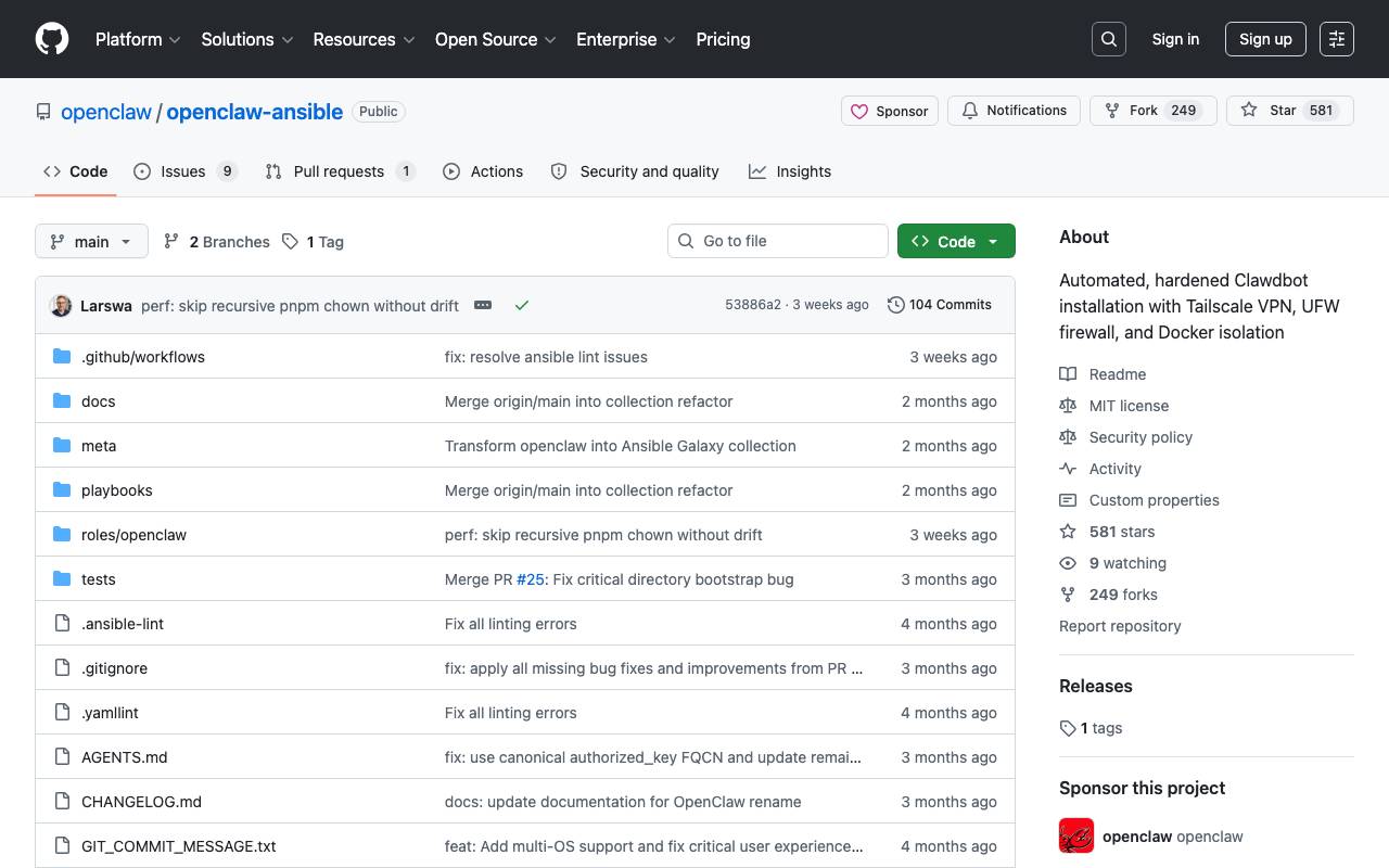 OpenClaw Ansible Installer website preview