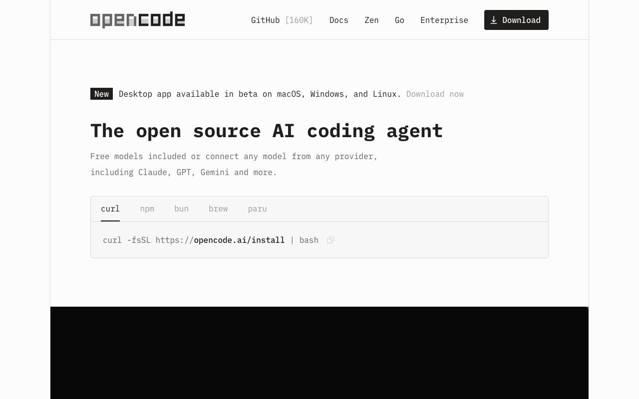 OpenCode website preview