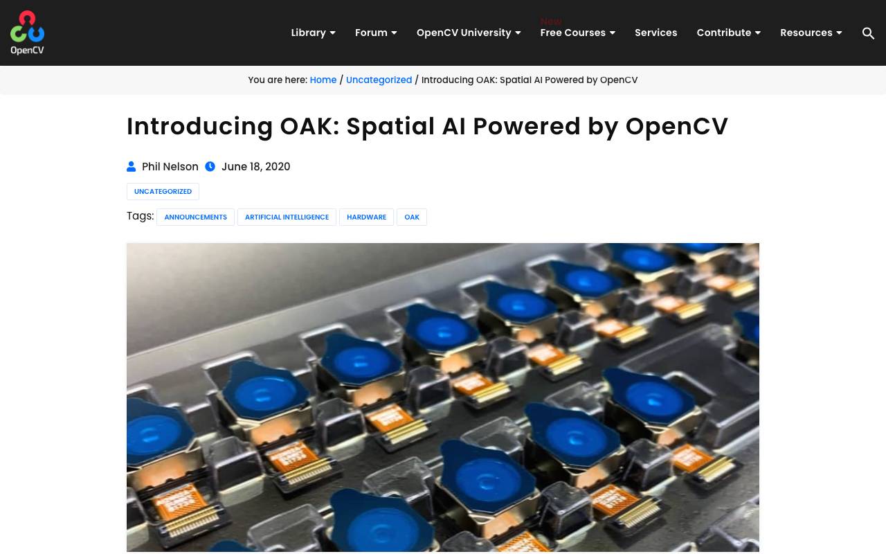 OpenCV AI Kit (OAK) website preview
