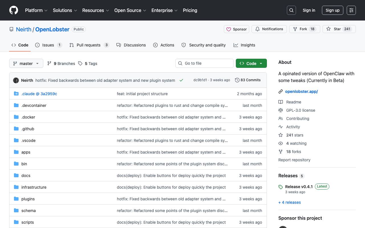 OpenLobster website preview