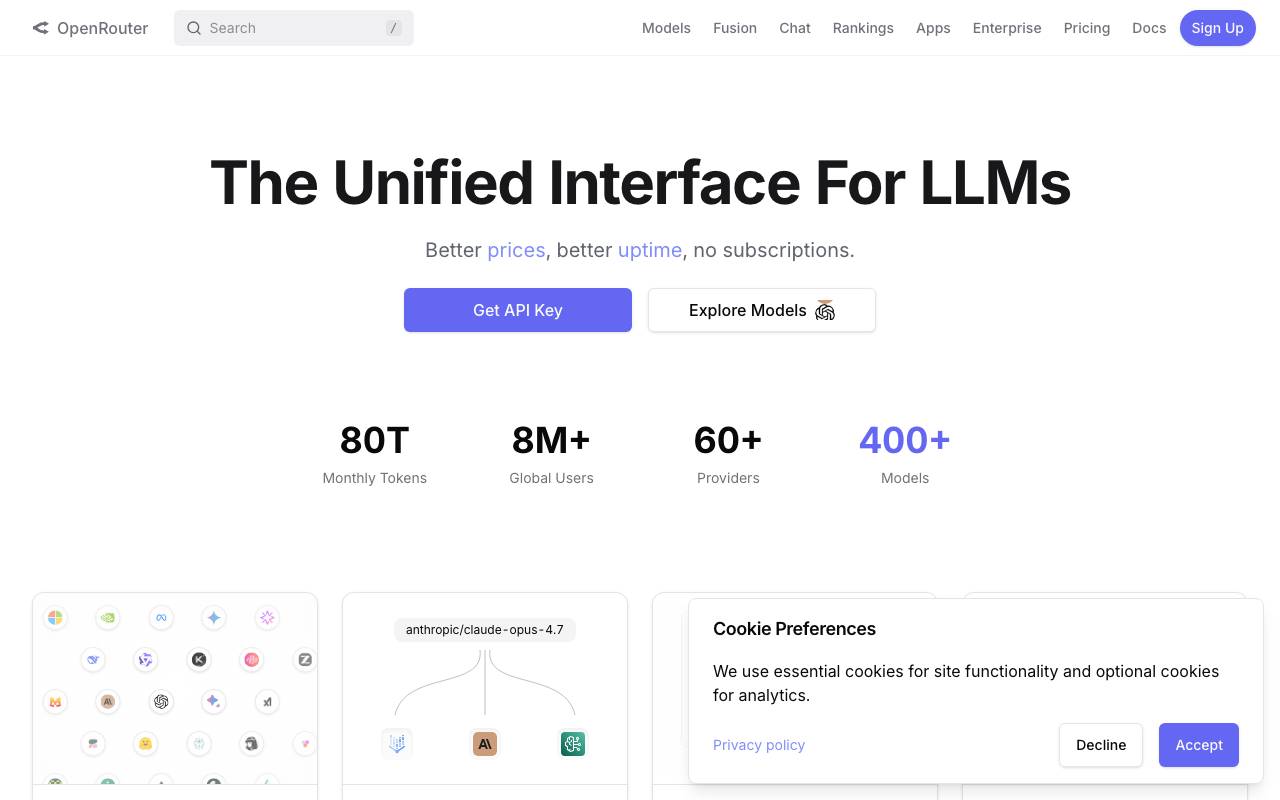 OpenRouter AI website preview