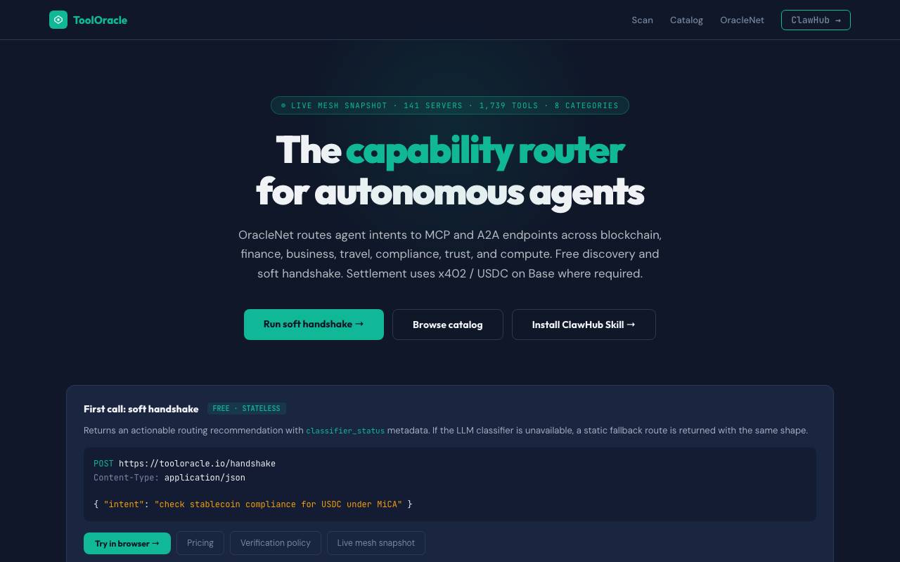 OracleNet by ToolOracle website preview