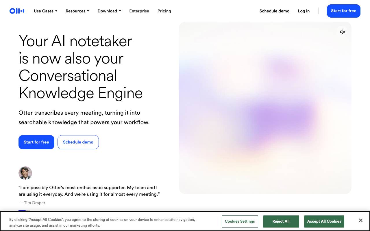 Otter Ai website preview