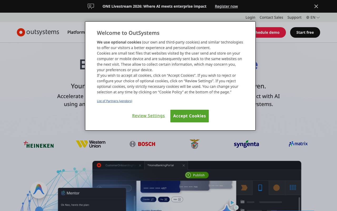 OutSystems website preview