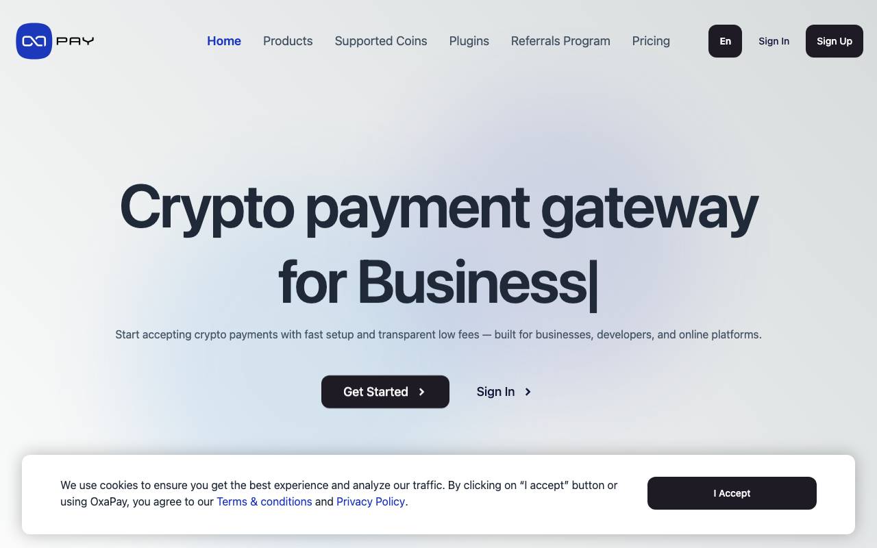 OxaPay website preview
