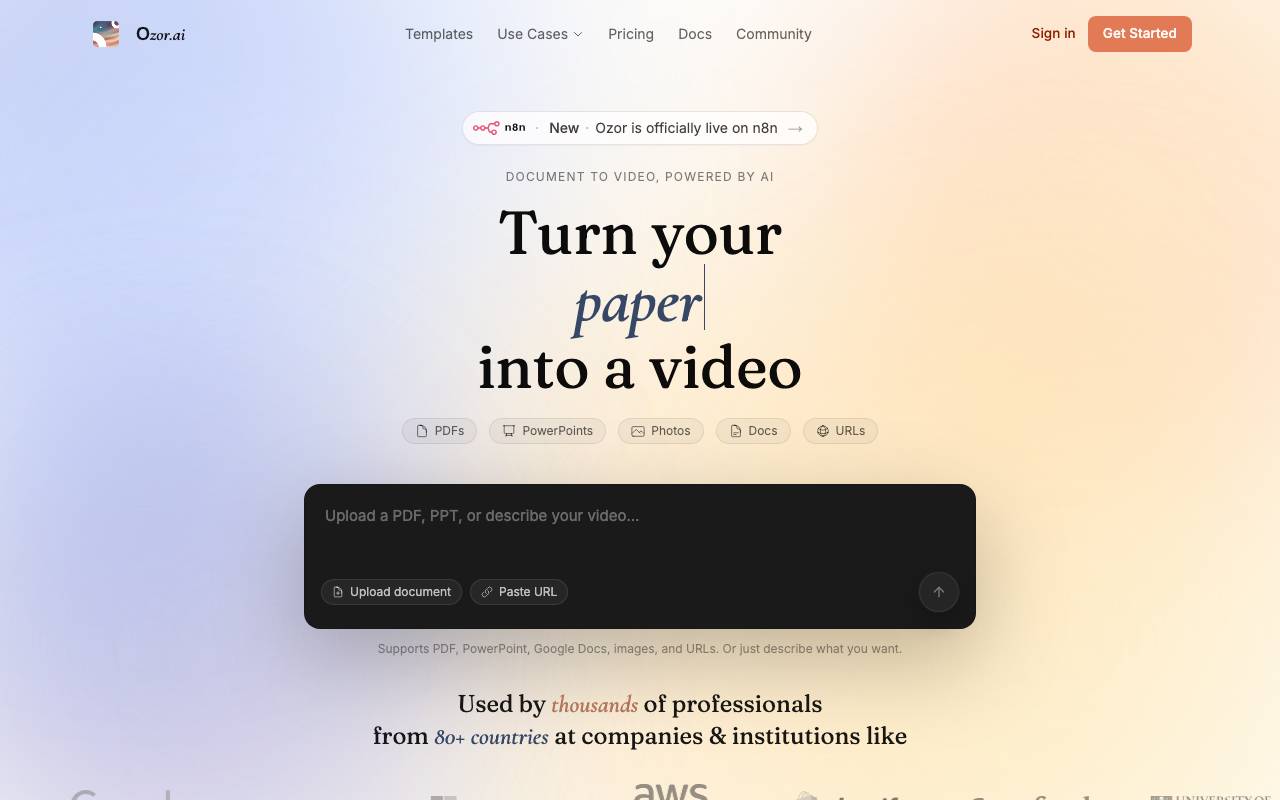 Ozor website preview