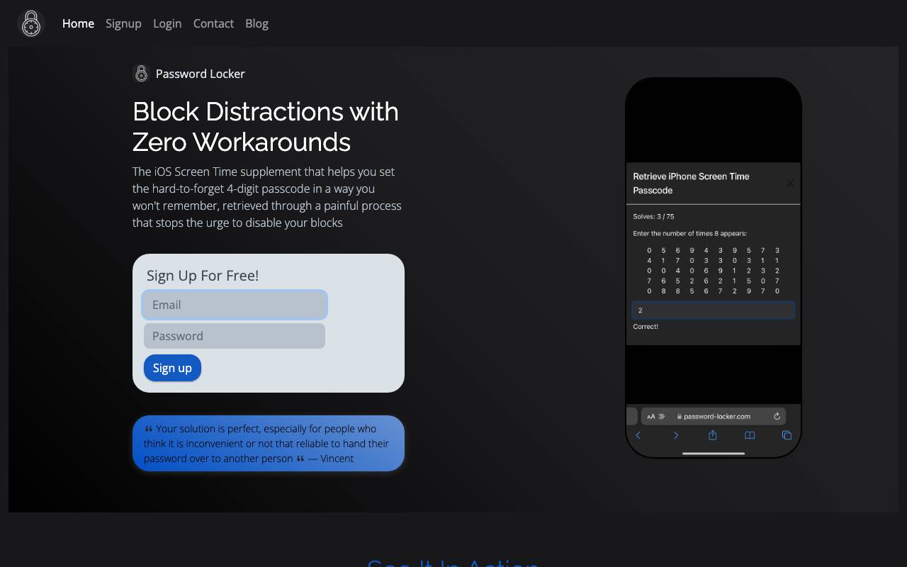 Password Locker website preview