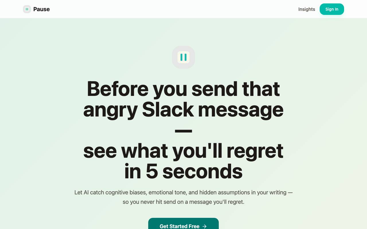 Pause App website preview